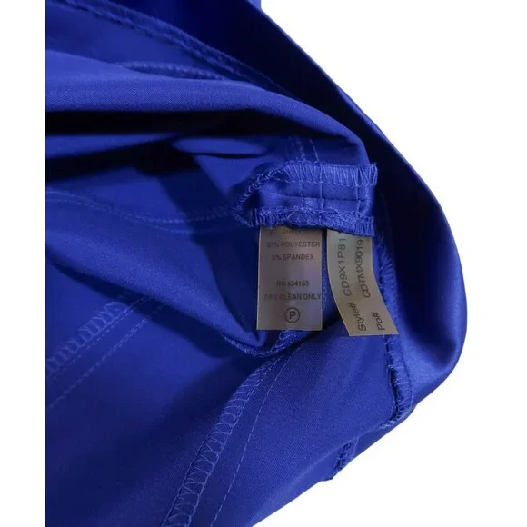 CALVIN KLEIN Sapphire Blue Satin Sleeveless Sheath Dress 16 Evening Cocktail - Picture 7 of 7